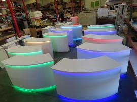 Custom Curved Laminated Counters with RGB Programmable Accent Lights and Locking Storage